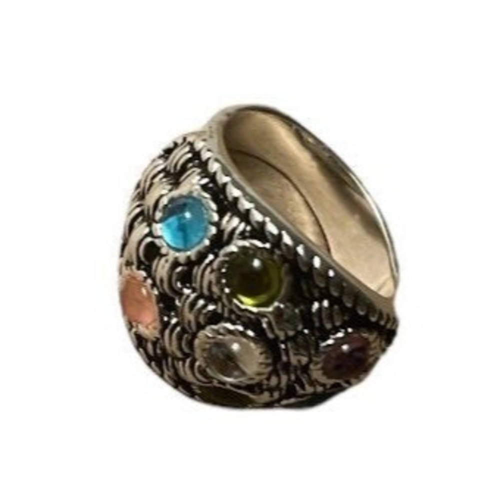 Sterling Silver Fashion Ring w/ Multi Color gems